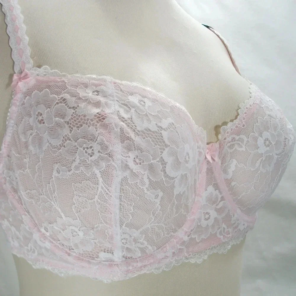 36B Felina 5894 Harlow Sheer Lace Full Bust Underwire Bra Pink NWT‎